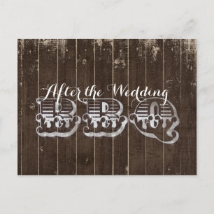 Rustic Country Western Wood Wedding RSVP BBQ Invitation Postcard