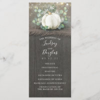 Rustic Country White Pumpkin Wedding Programs