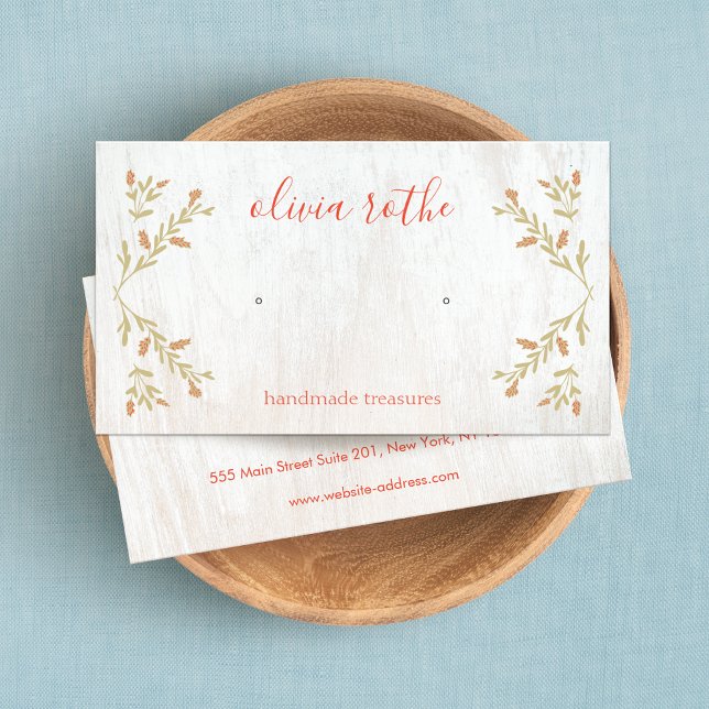 Rustic Country White Wood Earring  Display Holder Business Card (Creator Uploaded)