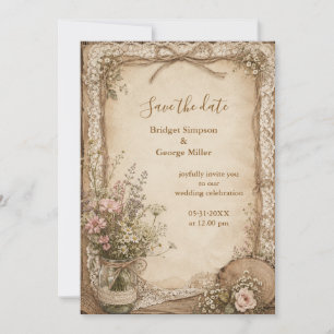 Rustic Country Wildflower Wedding Charm  Invitation
