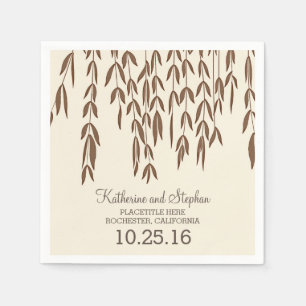 rustic country willow tree branches wedding napkin