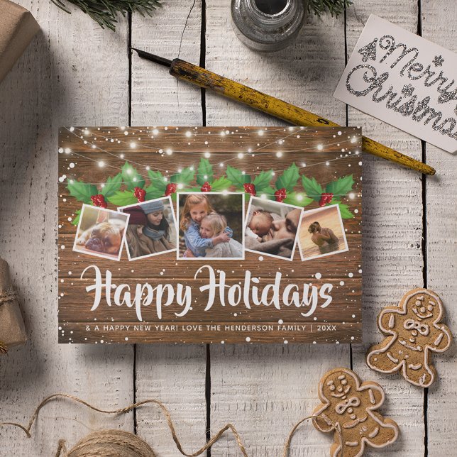 Rustic Country Winter Happy Holidays Photo Holiday Card (Creator Uploaded)