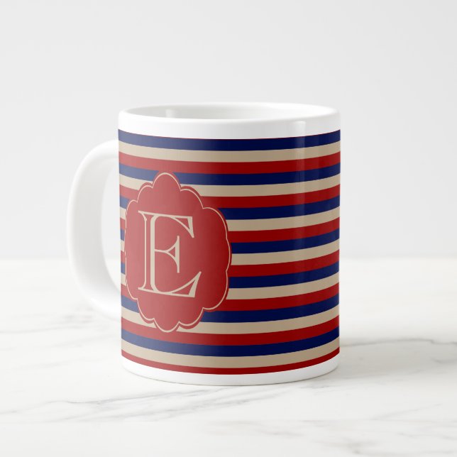 Rustic Country Winter Monogrammed Large Coffee Mug (Front Left)