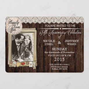 Rustic Country Wood 5 Year Anniversary Invitation
