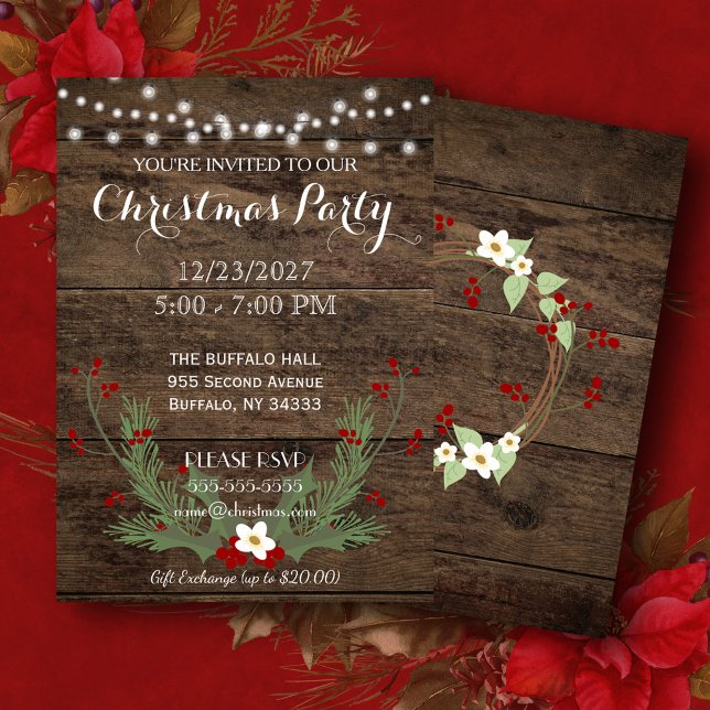 Rustic Country Wood Christmas Party Invitation (Creator Uploaded)