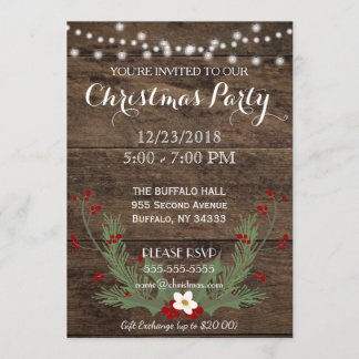Rustic Country Wood Christmas Party Invitation