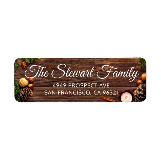 Rustic Country Wood Christmas Return Address Return Address Label (Front)
