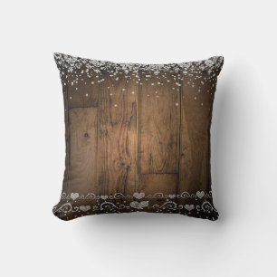 Rustic Country Wood Glam Diamonds Diamond Sparkle Cushion