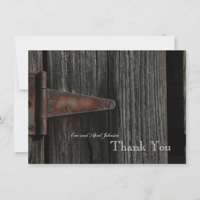 Rustic Country Wood Hinge Personalised Thank You (Front)