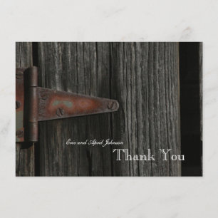 Rustic Country Wood Hinge Personalised Thank You Card