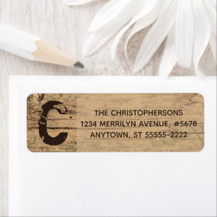 Rustic Country Wood Monogram Return Address Label
