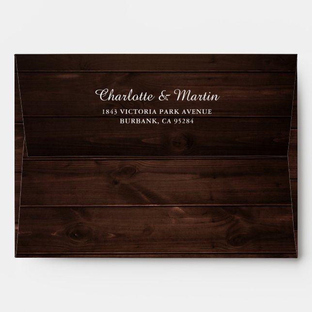 Rustic Country Wood Pre-Addressed Wedding Envelope (Back (Top Flap))