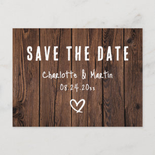 Rustic Country Wood Save The Date Postcard