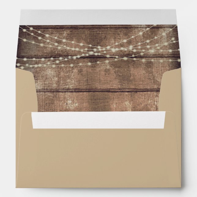 Rustic Country Wood String Lights Return Address Envelope (Back (Bottom))