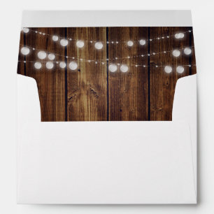 Rustic Country Wood String Lights Return Address Envelope
