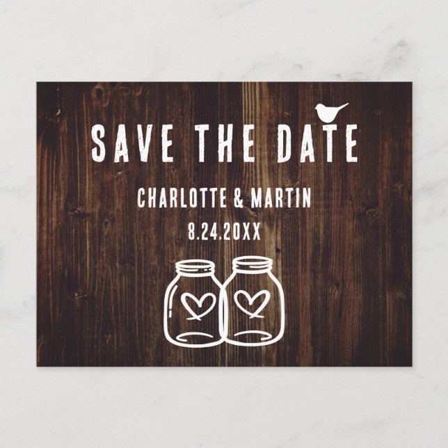 Rustic Country Wood Wedding Save The Date Postcard (Front)