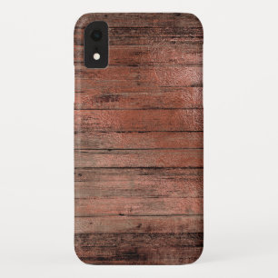Rustic Country Wood with Girly Rose Gold Foil iPhone XR Case