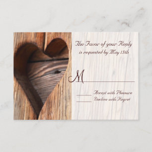 Rustic Country Wooden Heart Wedding RSVP Cards