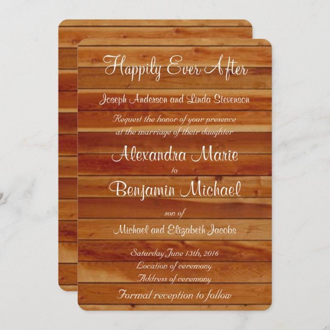 Rustic Country Wooden Invitation (Front/Back)