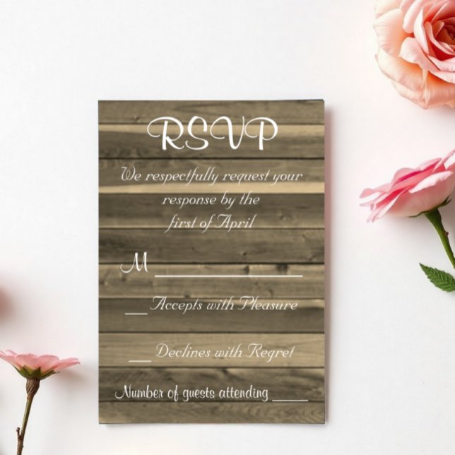 Rustic Country Wooden RSVP Invitation (Creator Uploaded)