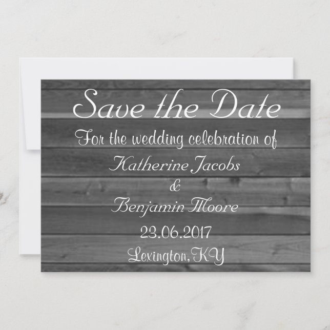 Rustic Country Wooden Save The Date Announcement (Front)