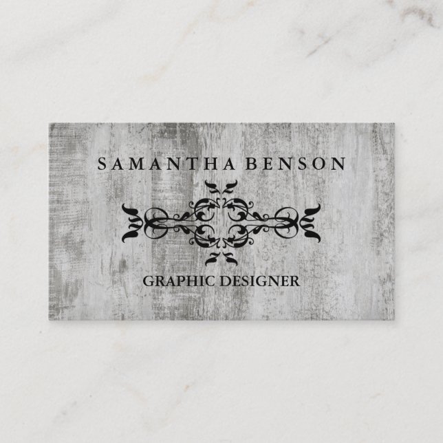 Rustic Country Wooden Texture Graphic Business Car Business Card (Front)