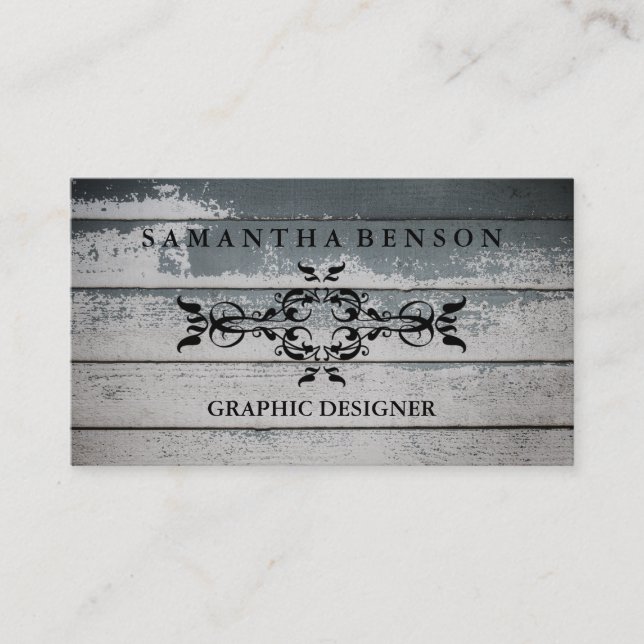 Rustic Country Wooden Texture Graphic Business Card (Front)