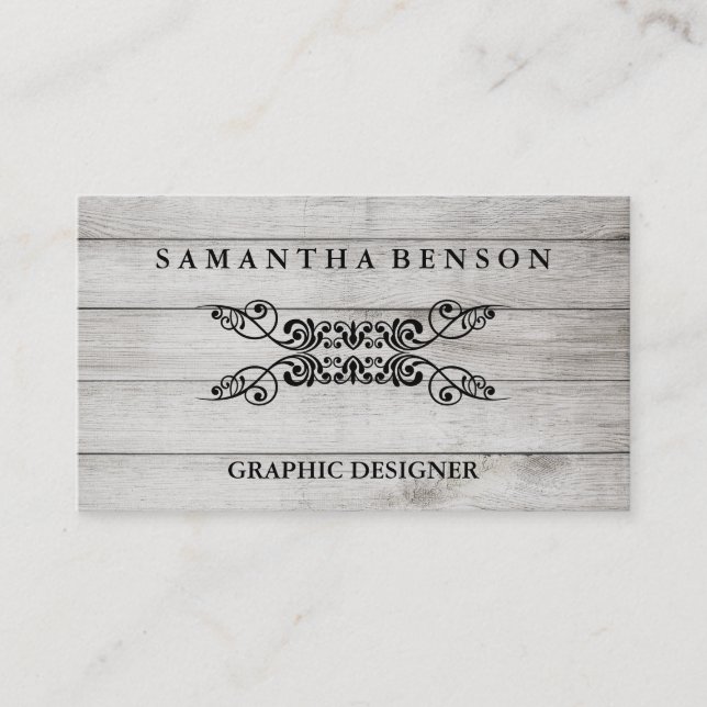 Rustic Country Wooden Texture Graphic Business Card (Front)