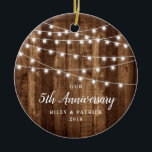 Rustic Country Woodgrain Anniversary Dated Ceramic Ornament<br><div class="desc">Celebrate any special anniversary with a beautiful rustic holiday keepsake ornament.  Personalise with names and details by clicking "Customise It"!</div>