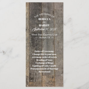 rustic country woodgrain barn wedding programs