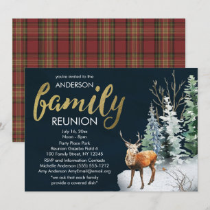 Rustic Country Woodland Animals Family Reunion Invitation