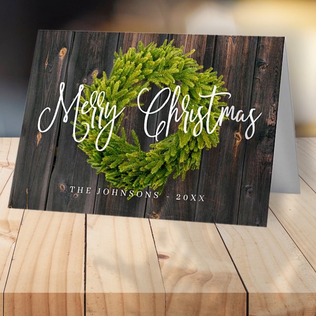 Rustic Country Woodsy Botanical Wreath Christmas Holiday Card (Creator Uploaded)
