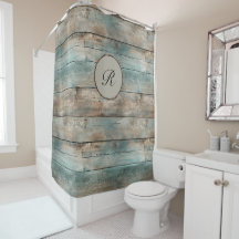 Rustic Country Worn Blue Wooden Fence Boards