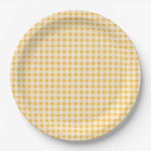 RUSTIC COUNTRY YELLOW GINGHAM PAPER PLATE