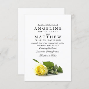 Rustic Country Yellow Rose Classy Floral Wedding Invitation