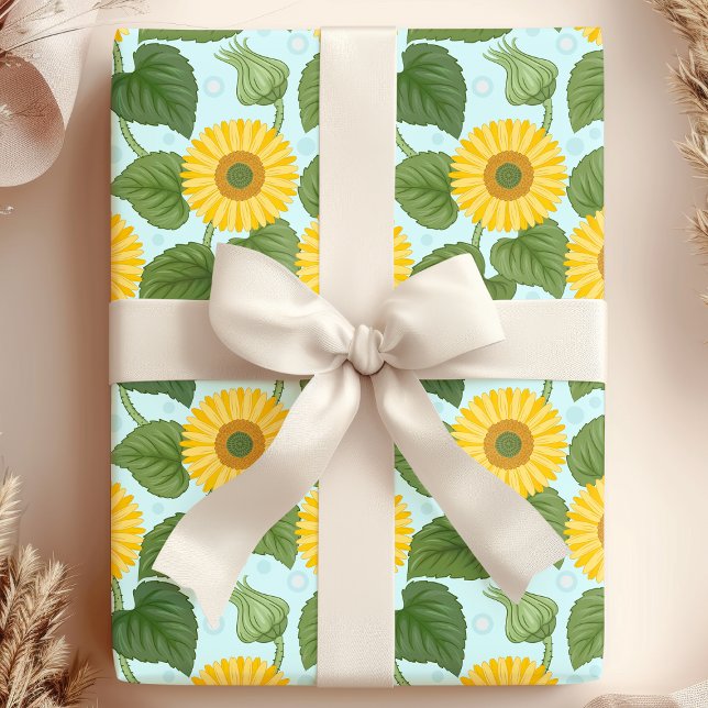 Rustic Country Yellow Sunflower Floral Wrapping Paper (Creator Uploaded)