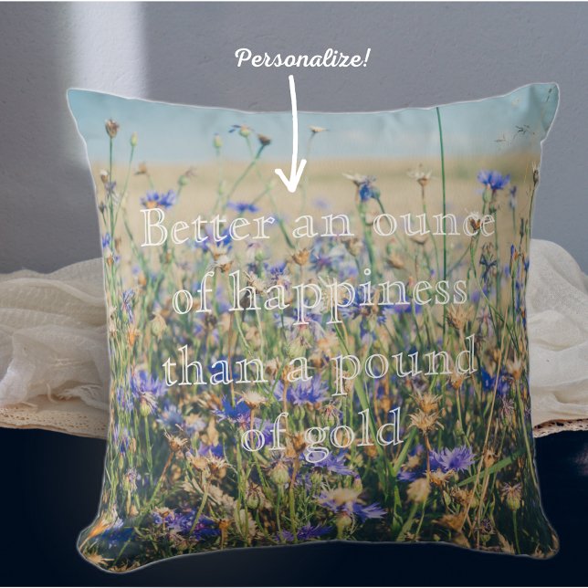Rustic Countryside Cornflower Field Cushion (Creator Uploaded)