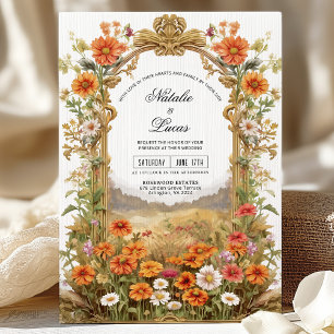Rustic Countryside Wildflower Floral Arch Wedding  Invitation