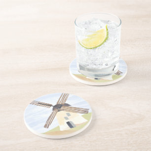 Rustic Countryside Windmill   Watercolor Painted Coaster