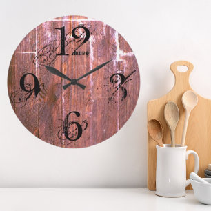 Rustic County Wood Farmhouse Large Clock