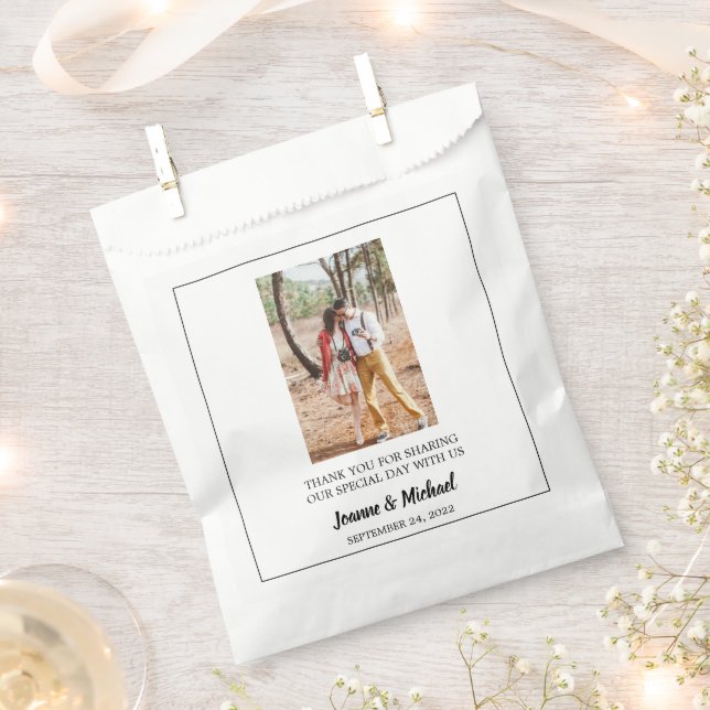 Rustic couple photo Thank You wedding Favour Bag (Clipped)