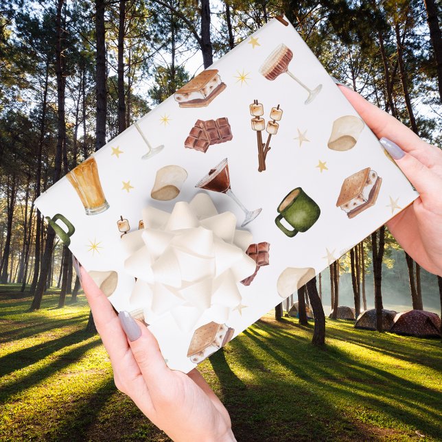 Rustic Couples Fall Bonfire Wedding Shower Wrapping Paper Sheet (Creator Uploaded)