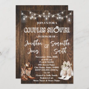 Rustic Couples Shower Western Country Barn Wedding Invitation