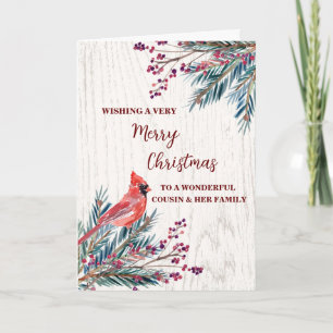 Rustic Cousin & Family Merry Christmas Card