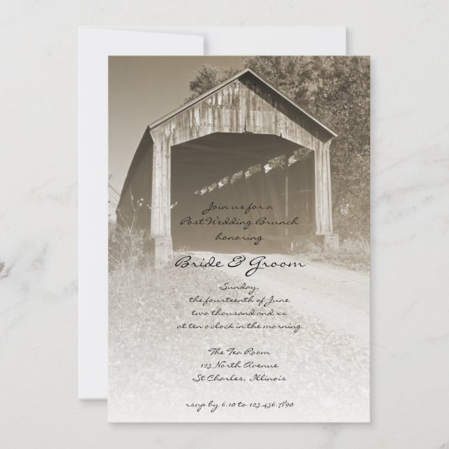 Rustic Covered Bridge Post Wedding Brunch Invitation (Front)