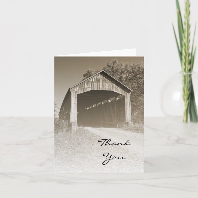 Rustic Covered Bridge Thank You Card (Front)