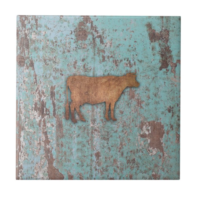 Rustic Cow 2 Ceramic Tile (Front)