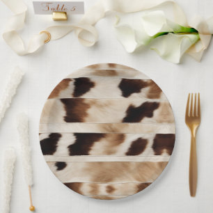 Rustic Cow Print Western Country Cowboy Party Paper Plate