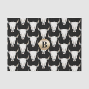 Rustic Cow Skull Boho Monogram Personalised Tissue Paper