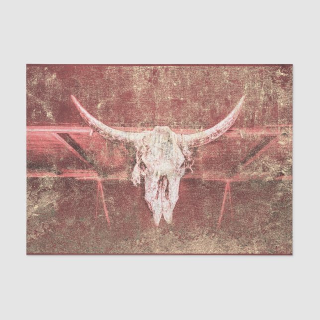 Rustic Cow Skull Brown Beige Texture Grunge Tissue Paper (Front)